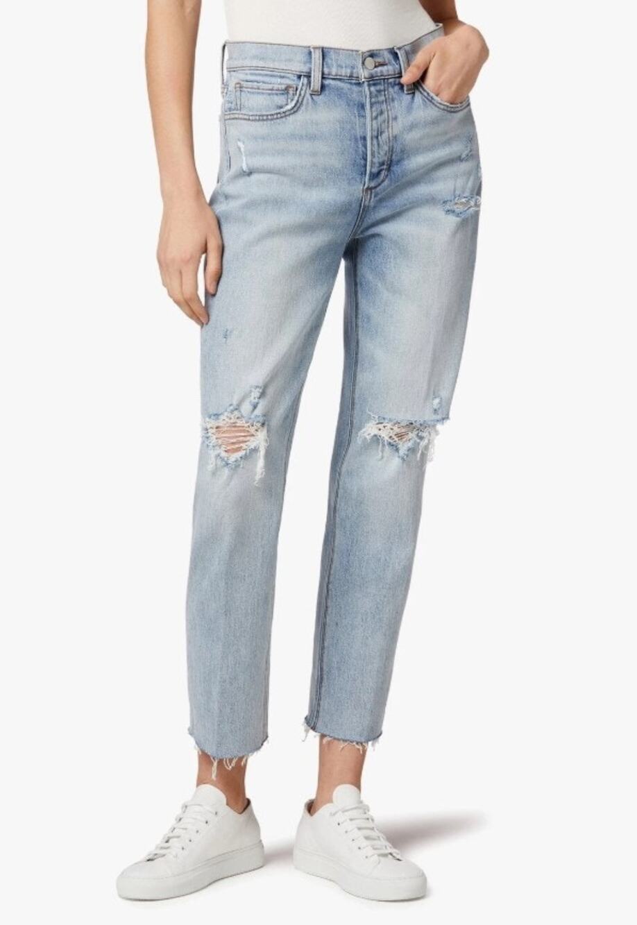 JOE'S JEANS light wash distressed The Scount mid rise slim boyfriend denim jean